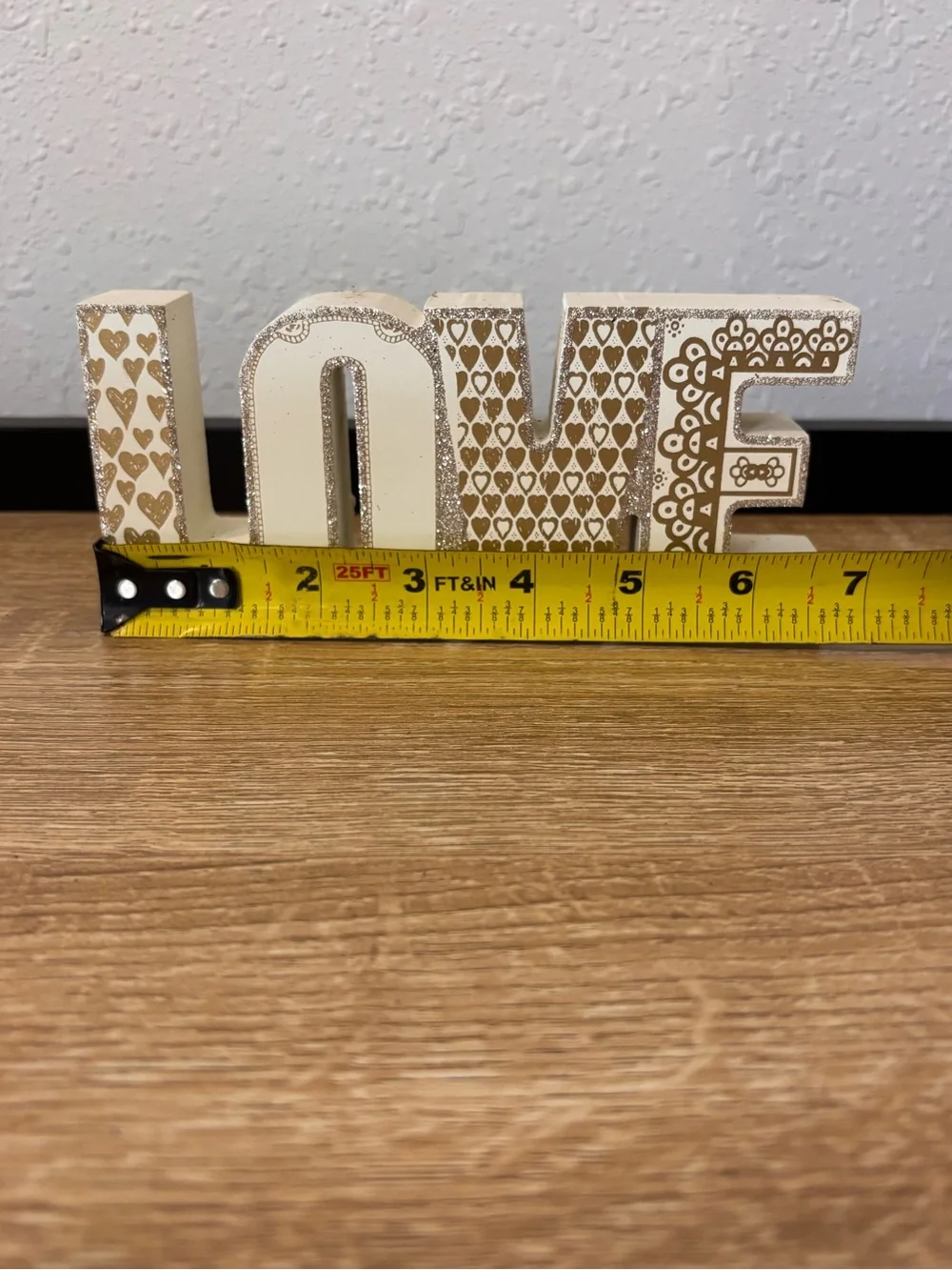 LOVE Decorative Block Sign in Cream and Gold